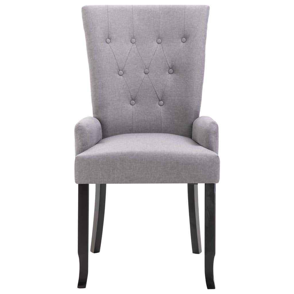 vidaXL Dining Chairs 6 Pcs, Upholstered Side Chair with Armrests, Accent Dining Chair for Home Kitchen Living Room, Light Gray Fabric