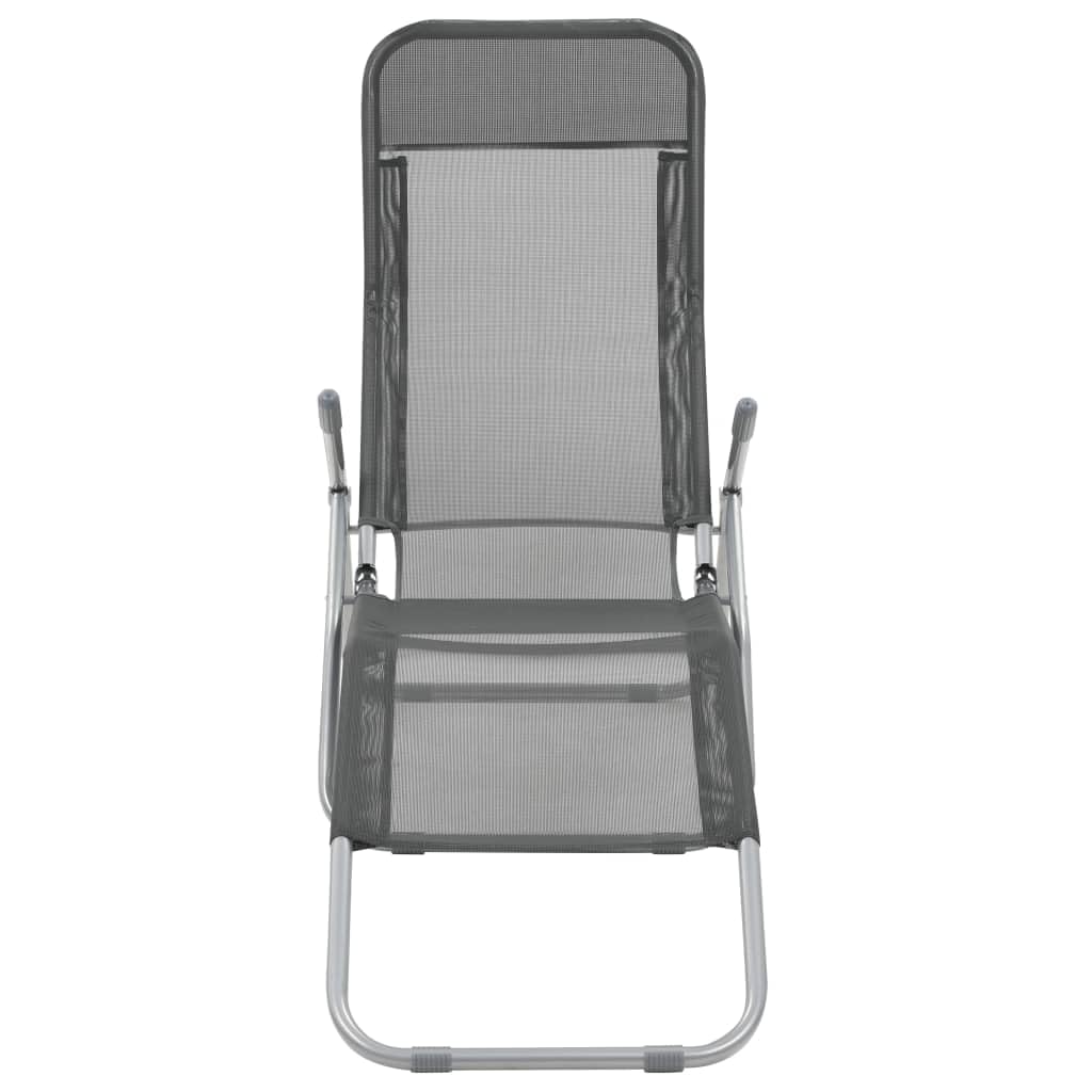 vidaXL Folding Sun Loungers - Set of 2, Weather-Resistant Textilene Fabric, Adjustable and Ergonomic Design, Portable for Beach & Garden Use - Anthracite Color