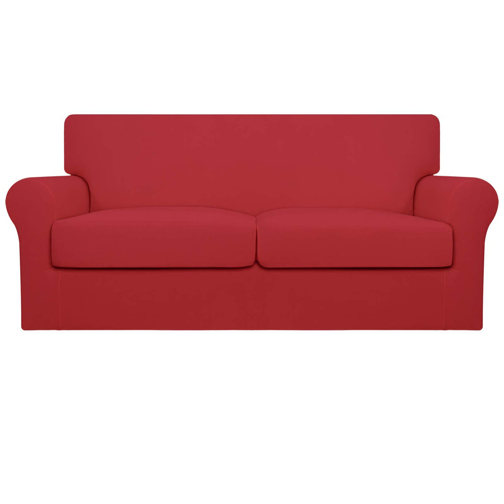 Easy-Going Oversized 3 Pieces Stretch Fleece Soft Loveseat Couch Cover For Pets - Washable Sofa Slipcover For 2 Separate Cushion