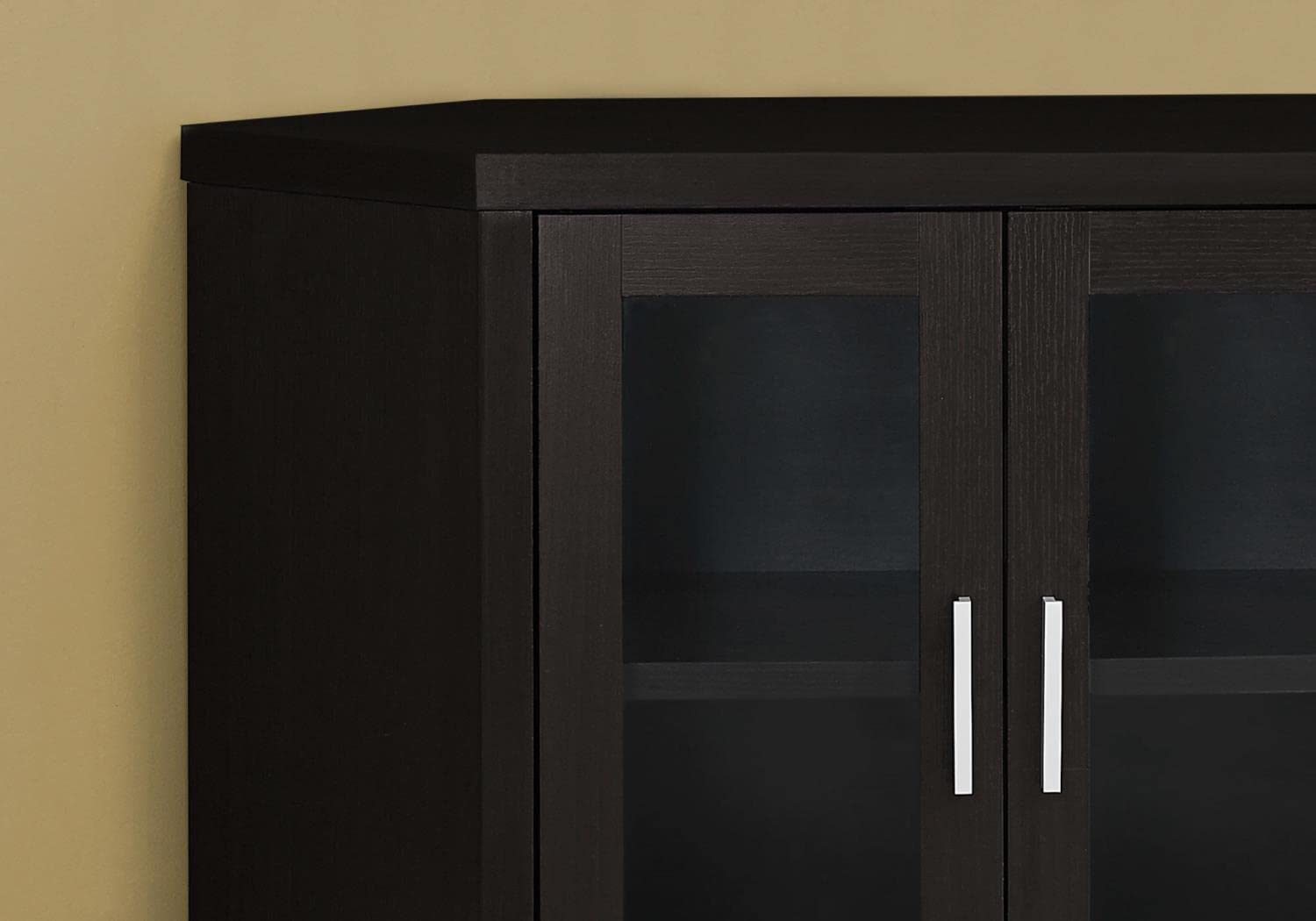 Monarch Specialties Cappuccino Corner with Glass Doors TV Stand, 42', Brown