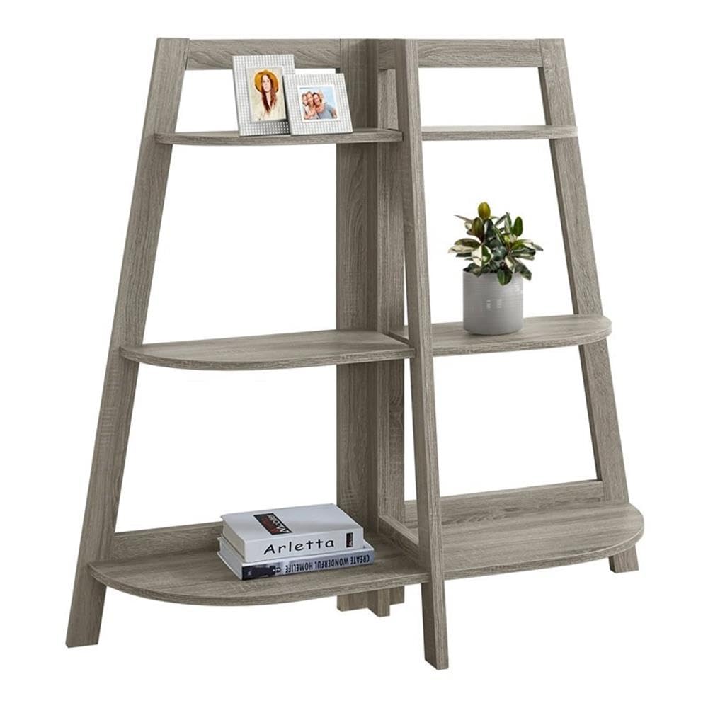 Monarch Specialties Dark Accent Etagere Bookcase, 48', Taupe
