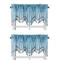 Solid Faux Silk Swag Waterfall Cascade Ascot Window Curtain Valance W/Tassels Trim 55' X18' Wave (2, Light Blue)