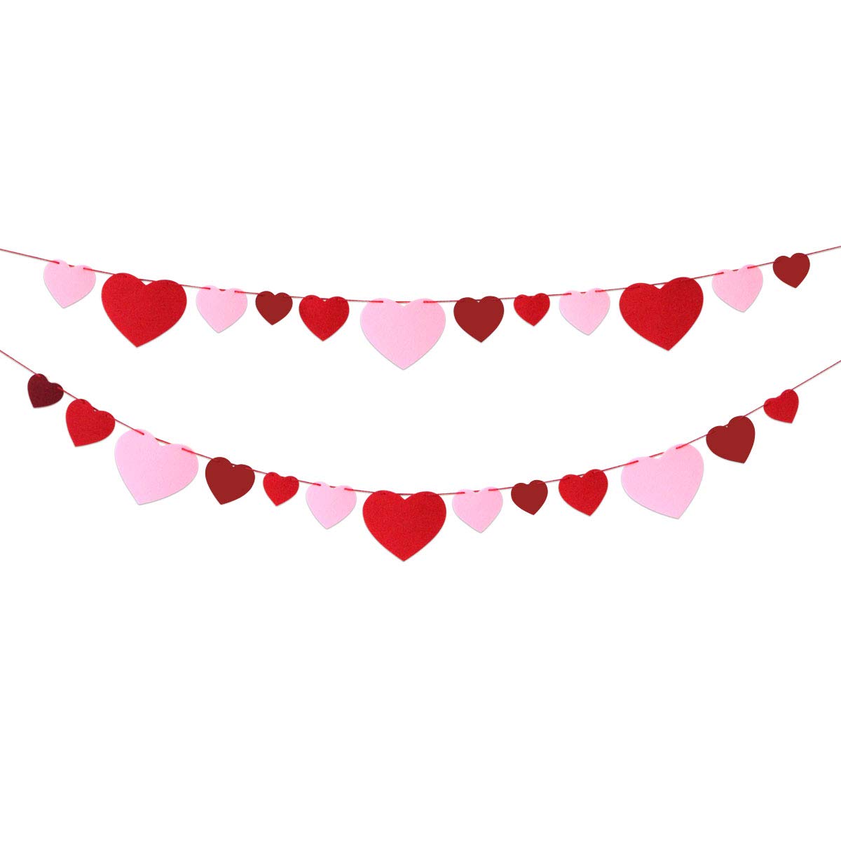 Ceiba Tree Valentines Day Decorations Felt Heart Garland Banner Red Pink Heart Hanging String Garland No DIY for Outdoor Indoor 