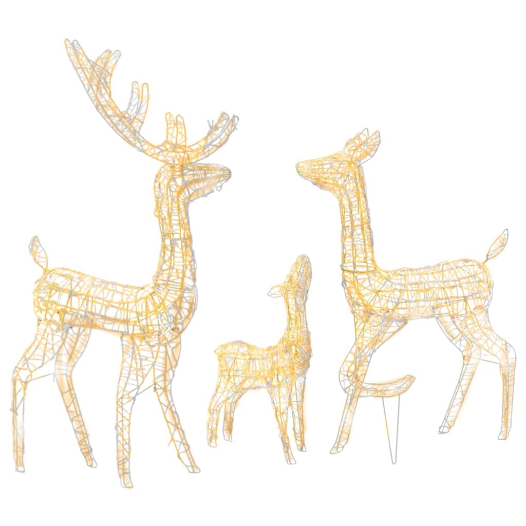 vidaXL Warm White LED Acrylic Reindeer Family Christmas Decoration with 8 Lighting Effects, Indoor and Outdoor Use