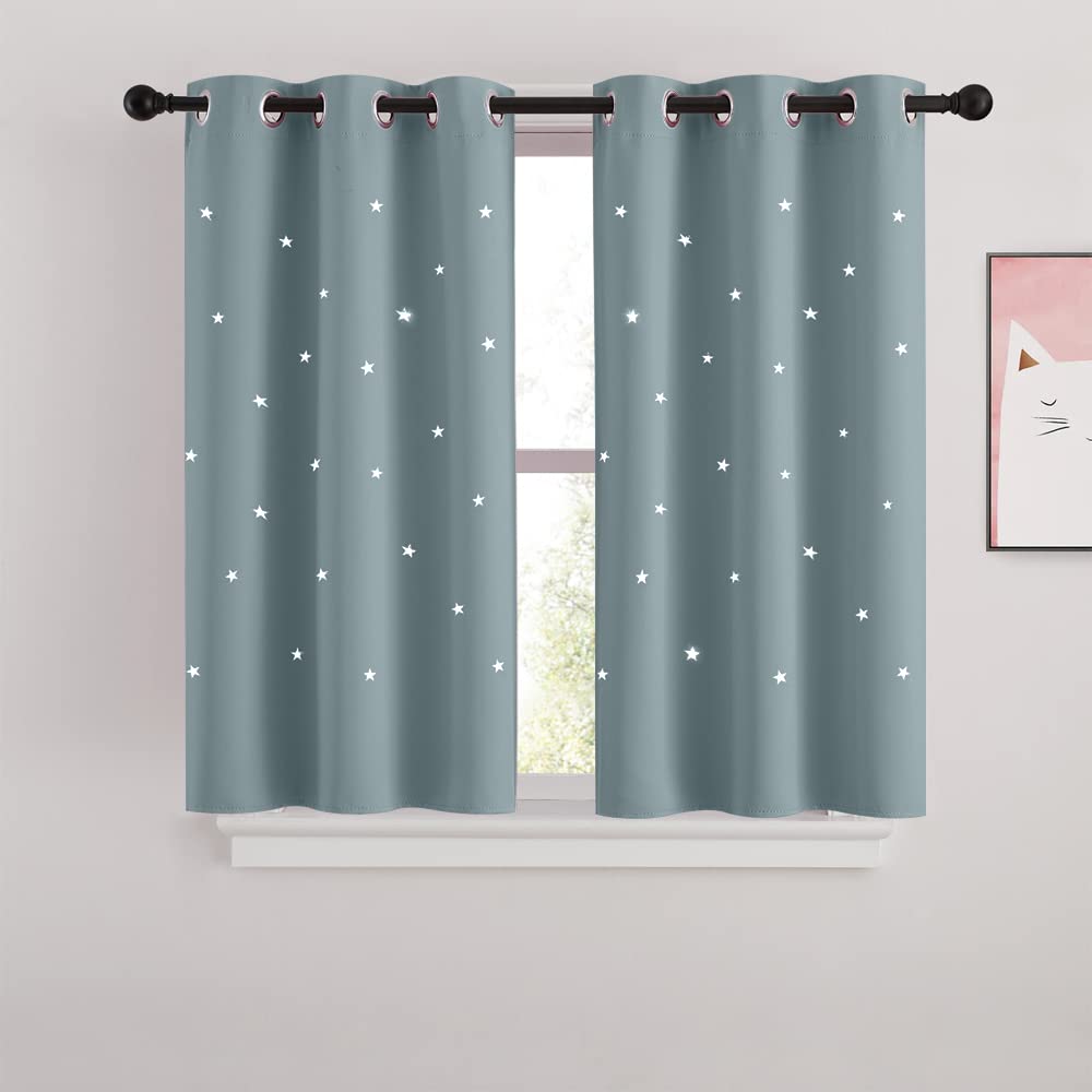 Nicetown Blackout Cut Out Stars Curtains For Girls Bedroom Thermal Insulated Light Blocking Window Curtains Drapes For Kids Room