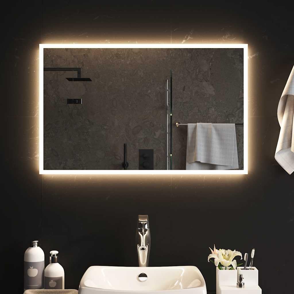 vidaXL LED Bathroom Mirror, Bathroom Vanity Mirror with Lights, Wall Mounted Makeup Mirror for Washroom, Wall Mirror, Modern Sty