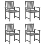 vidaXL Patio Chairs with Cream Cushions 4 pcs - Outdoor Furniture for Garden, Lawn or Deck - Solid Acacia Wood with Gray Wash Finish