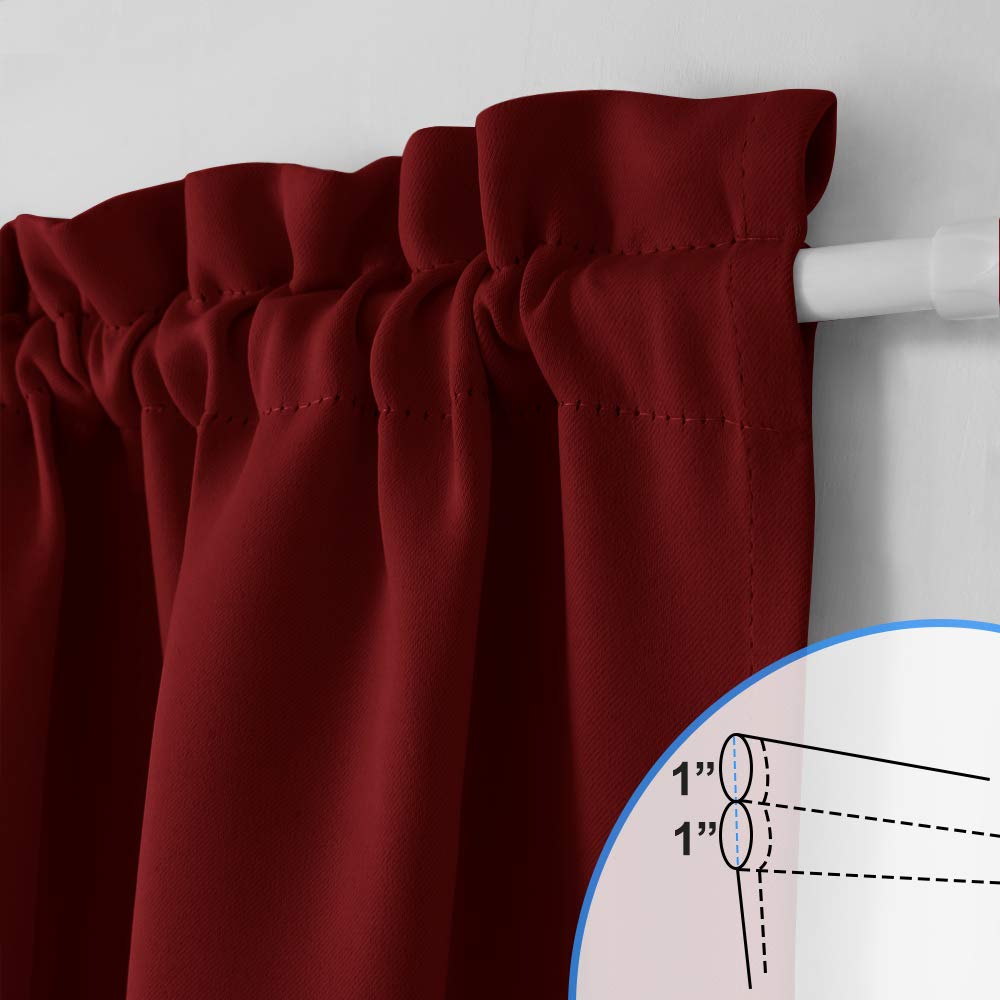 Nicetown Sidelight Door Curtains - Thermal Insulated Blackout Front Door Window Curtains For French Door Small Shade For Side Door Patio Glass Door, Burgundy Red, W12 X L72 Inch, 1 Panel