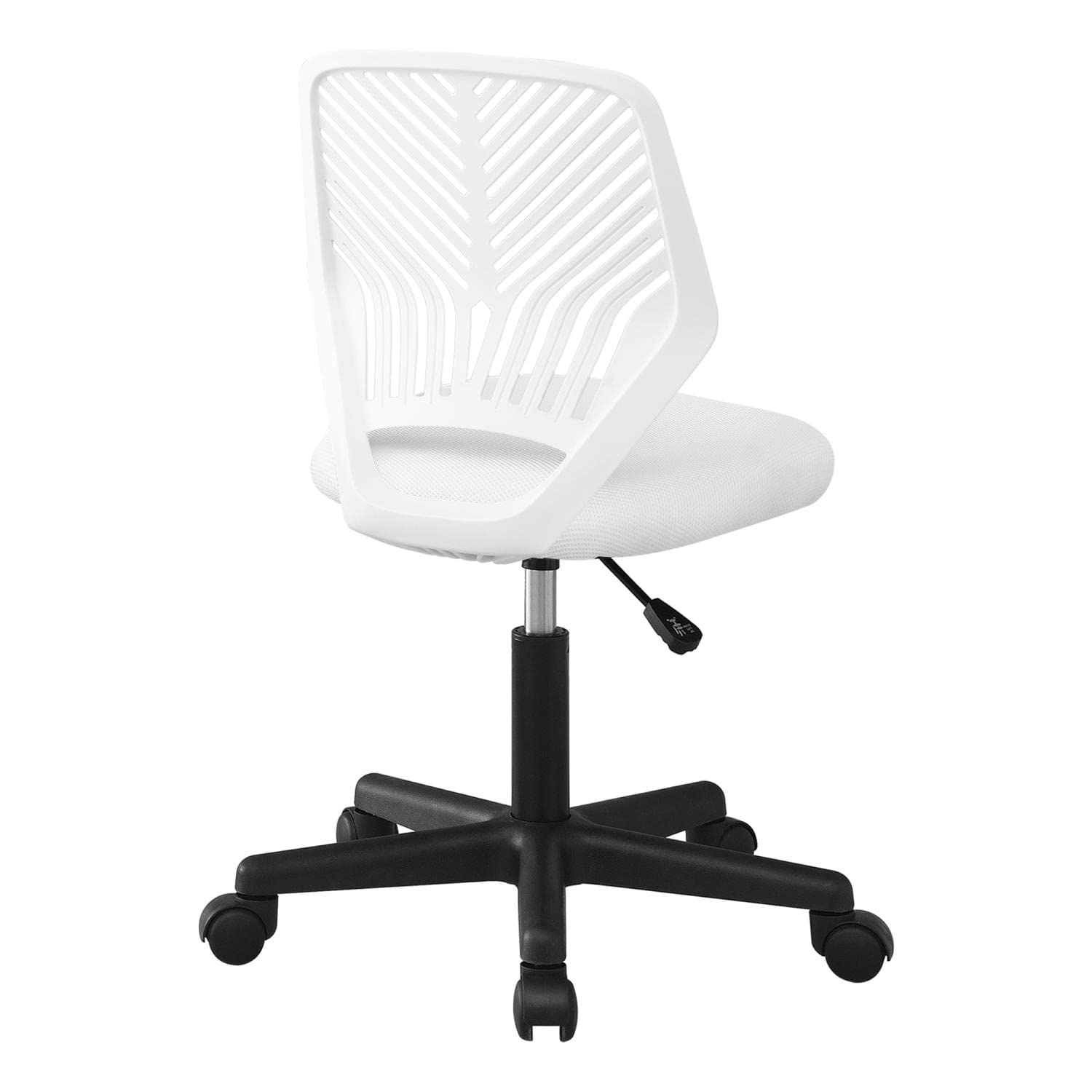 Monarch Specialties 7338, Adjustable Height, Swivel, Ergonomic, Computer Desk, Work, Metal, Fabric, White, Contemporary, Modern Office Chair Juvenile Black Base On Castors, 20&quot; L x 21&quot; W x 31.25&quot; H