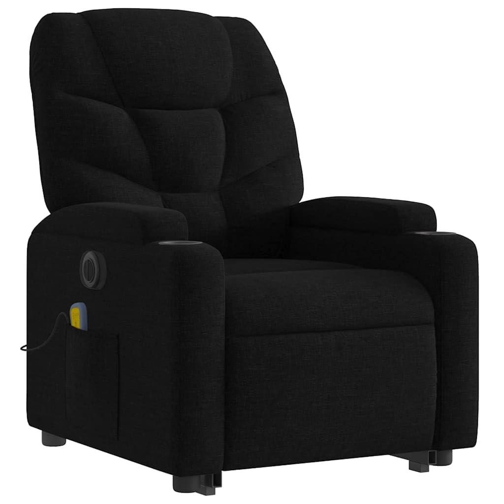 vidaXL Black Fabric Electric Stand up Massage Recliner Chair - Thumbnail 2