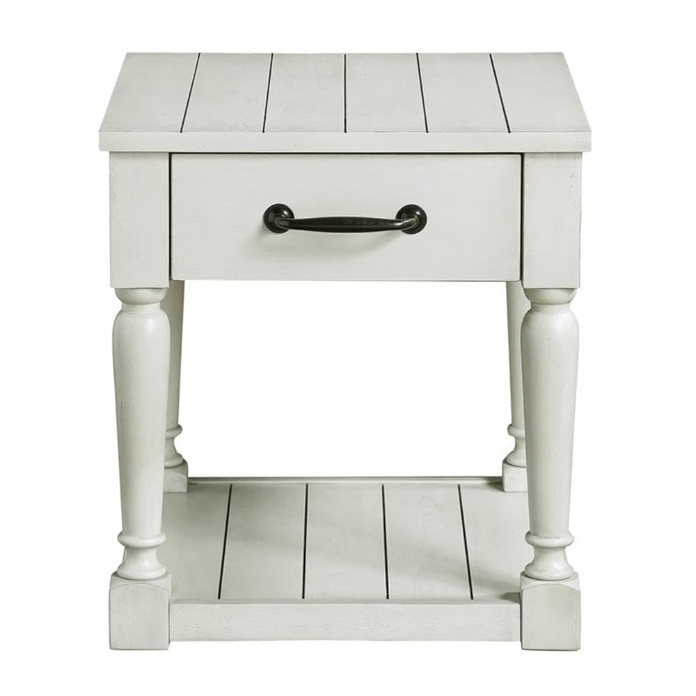 Steve Silver Hemingway Cottage Styling, Alabaster Finish, Convenient Storage, Classic Design End Table, 24 x 22 x 24.5