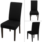 Jqinhome Dining Room Chair Covers Set Of 8, High Stretch Chair Slipcover Removable Washable Chair Seat Protector Cover For Home Party Hotel Wedding Ceremony (Black)
