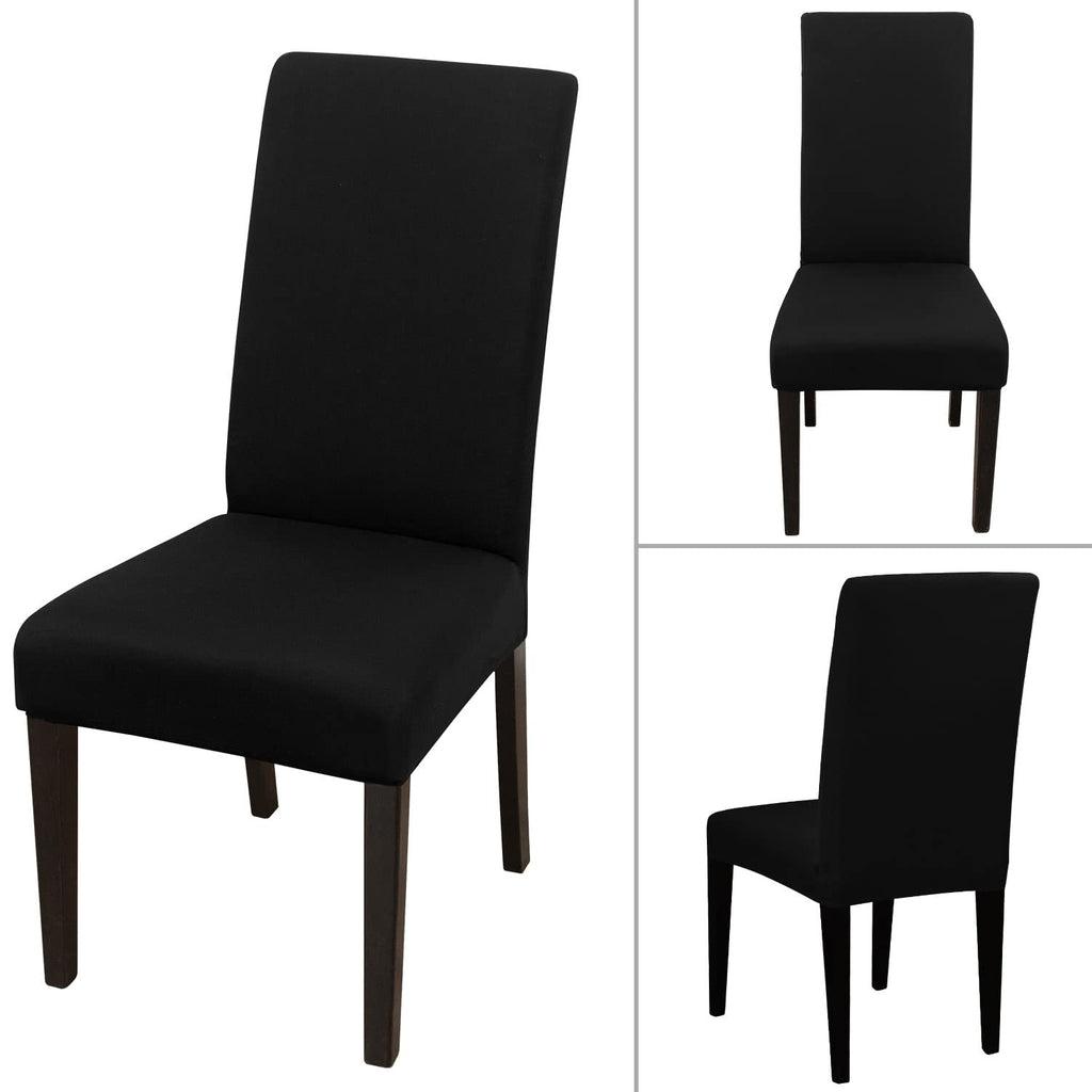 Jqinhome Dining Chair Covers Dining Room Chair Slipcovers, 2 Pack High Stretch Removable Washable Parsons Chair Slipcover For Home Party Hotel Wedding Ceremony (Black)