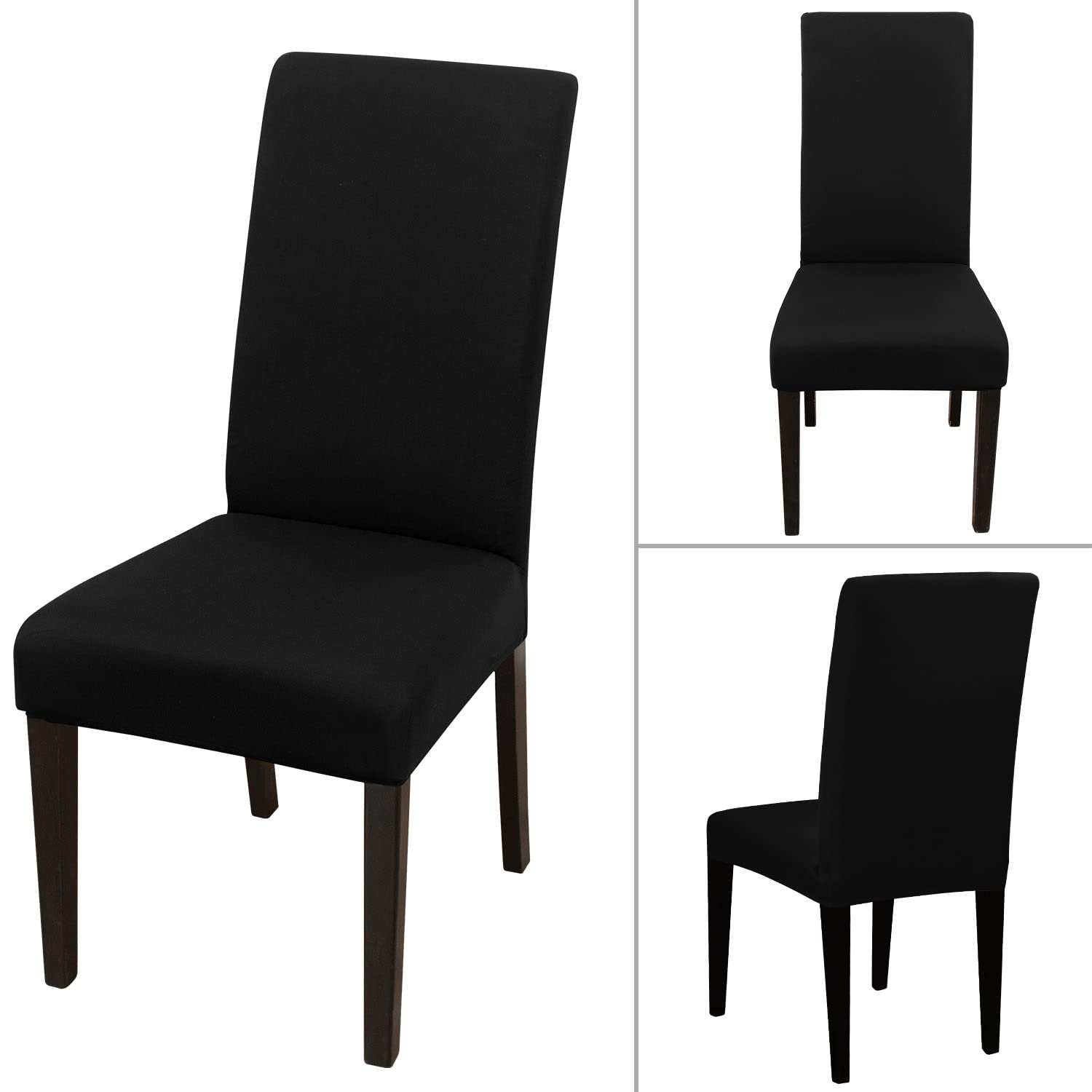 Jqinhome Dining Chair Covers Dining Room Chair Slipcovers, 2 Pack High Stretch Removable Washable Parsons Chair Slipcover For Home Party Hotel Wedding Ceremony (Black)