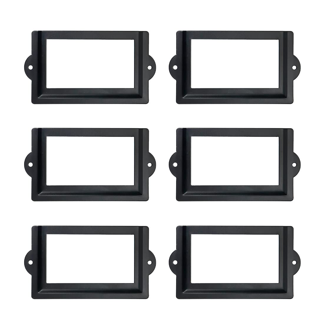 Antrader 6 Pcs 3.3' X 1.8' Office Label Holder, Metal Label Frame, Matte Black, With Screws