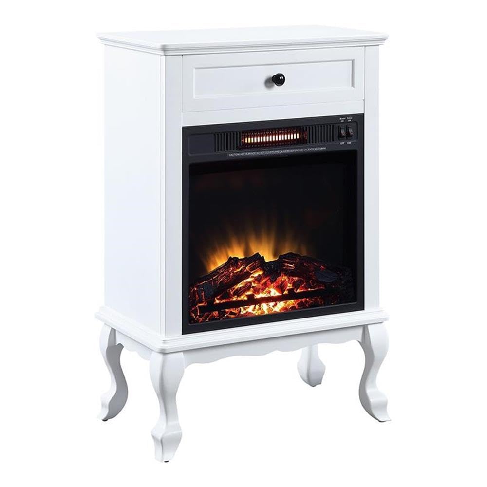 Acme Eirene 1-Drawer Wooden Fireplace In White