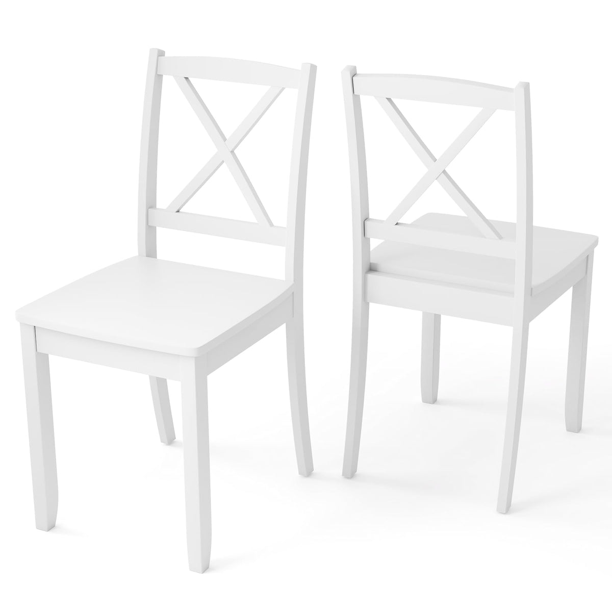 Giantex Wood Dining Chairs Set Of 2, Armless Kitchen Chairs W/Rubber Wood Legs & Curved Backrest, Farmhouse Cross Back Diner Cha