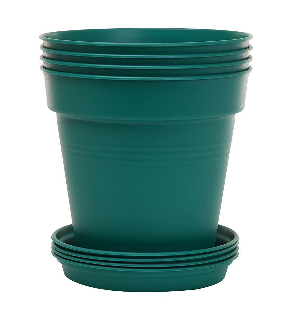 Mintra Home Garden Pots 4Pk (Forest Green, 19Cm Diameter (7.5In))