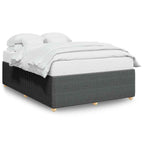 vidaXL Dark Gray Queen Upholstered Bed Frame, Slatted Mattress Base, Modern Bedroom Bedstead