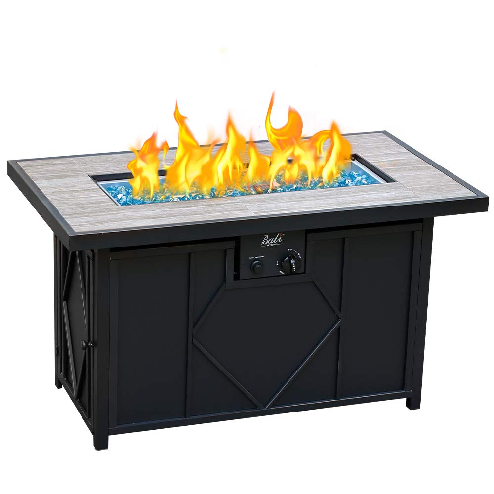 Bali Outdoors Fire Pit Table Propane Gas Firepit Rectangular Fire Table 42In 60,000 Btu For Outside Patio Backyard Deck Balcony