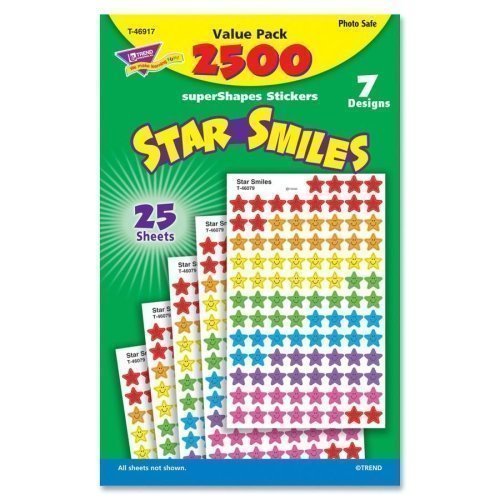 Trend T46917 Sticker Assortment Pack, Smiling Star, 2500 Per Pack (Tept46917)