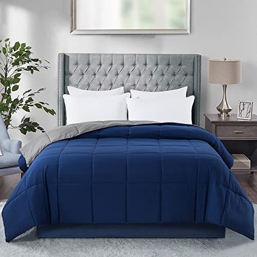 Cosybay Down Alternative Comforter (Bluegrey, King) - All Season Soft Quilted King Size Bed Comforter -Reversible Lightweight Du
