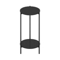 Furinno Besi 2-Tier Modern Tall Round Side End Table With Sturdy Metal Legs, 11.57 (W) X 8.16 (H) X 4.36 (D) Inches, Americano