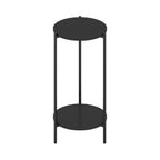 Furinno Besi 2-Tier Modern Tall Round Side End Table With Sturdy Metal Legs, 11.57 (W) X 8.16 (H) X 4.36 (D) Inches, Americano