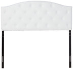 Baxton Studio Myra Modern and Contemporary Full Size White Faux Leather Upholstered Button-Tufted Scalloped Headboard