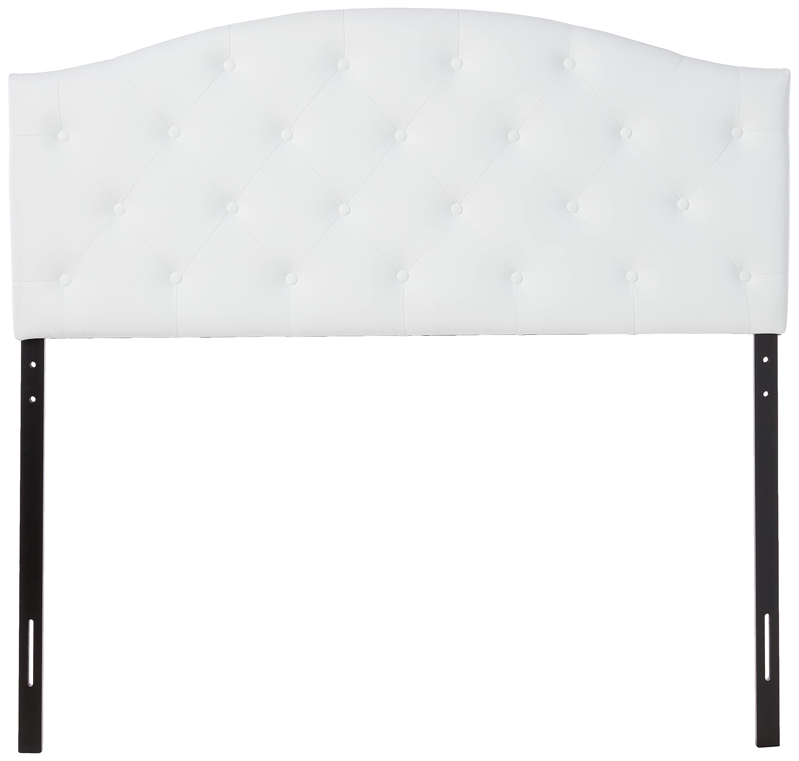 Baxton Studio Myra Modern and Contemporary Full Size White Faux Leather Upholstered Button-Tufted Scalloped Headboard