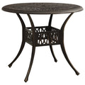 vidaXL Outdoor Patio Table - Round Bronze Cast Aluminum Table with Umbrella Hole - Stable and Durable - Ideal for Daily Use - 35.4"x35.4"x29.1"