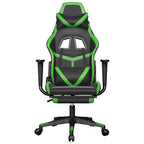 vidaXL Faux Leather Gaming Chair with Adjustable Comfort Features and Footrest – Black and Green - Ideal for Gaming, Home Office or Living Room