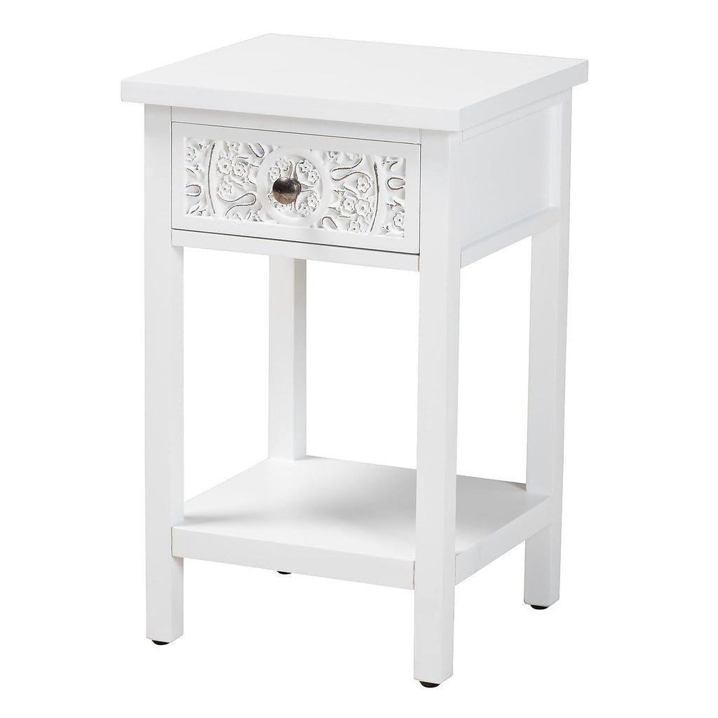 Baxton Studio Yelena 13.8-inch W x 12.6-inch D End Table, White/Chrome (236-13334-HiT)