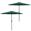 Simple Deluxe 2 Pack 9Ft Outdoor Patio Umbrella Table Market Umbrella With Push Button Tilt And Crank, 8 Sturdy Ribs, Uv Protection Waterproof For Garden, Lawn, Deck, Backyard, Pool, Green