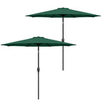 Simple Deluxe 2 Pack 9Ft Outdoor Patio Umbrella Table Market Umbrella With Push Button Tilt And Crank, 8 Sturdy Ribs, Uv Protection Waterproof For Garden, Lawn, Deck, Backyard, Pool, Green