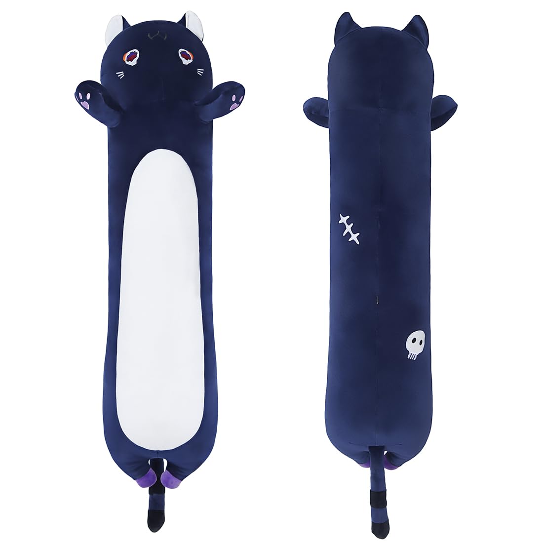Yeqivo Cat Plush Body Pillow, Cute Cat Long Stuffed Animals Soft Cat Plushies, Purple Kitten Plush Toys For Kids Girlfriend(110C