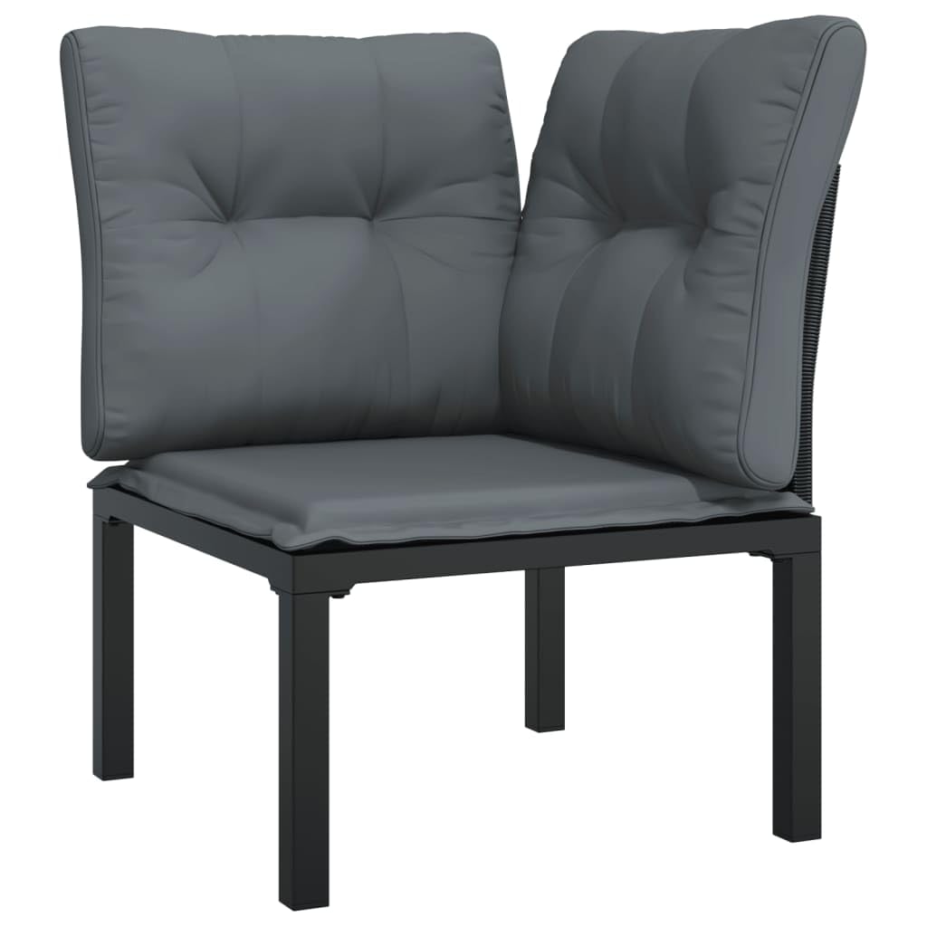 vidaXL Patio Lounge Set 7 Piece, Outdoor Patio Furniture with Coffee Table, Conversation Set with Footstool, Modern Style, Black and Gray Poly Rattan