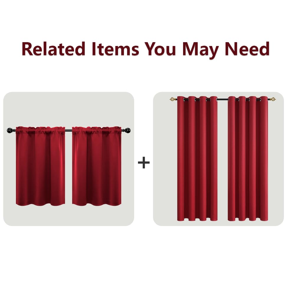 Mrs.Naturall Red Curtains For Bedroom 84 Inch Length 2 Panels Set Blackout Grommet Window Black Out Luxury Curtains For Living R