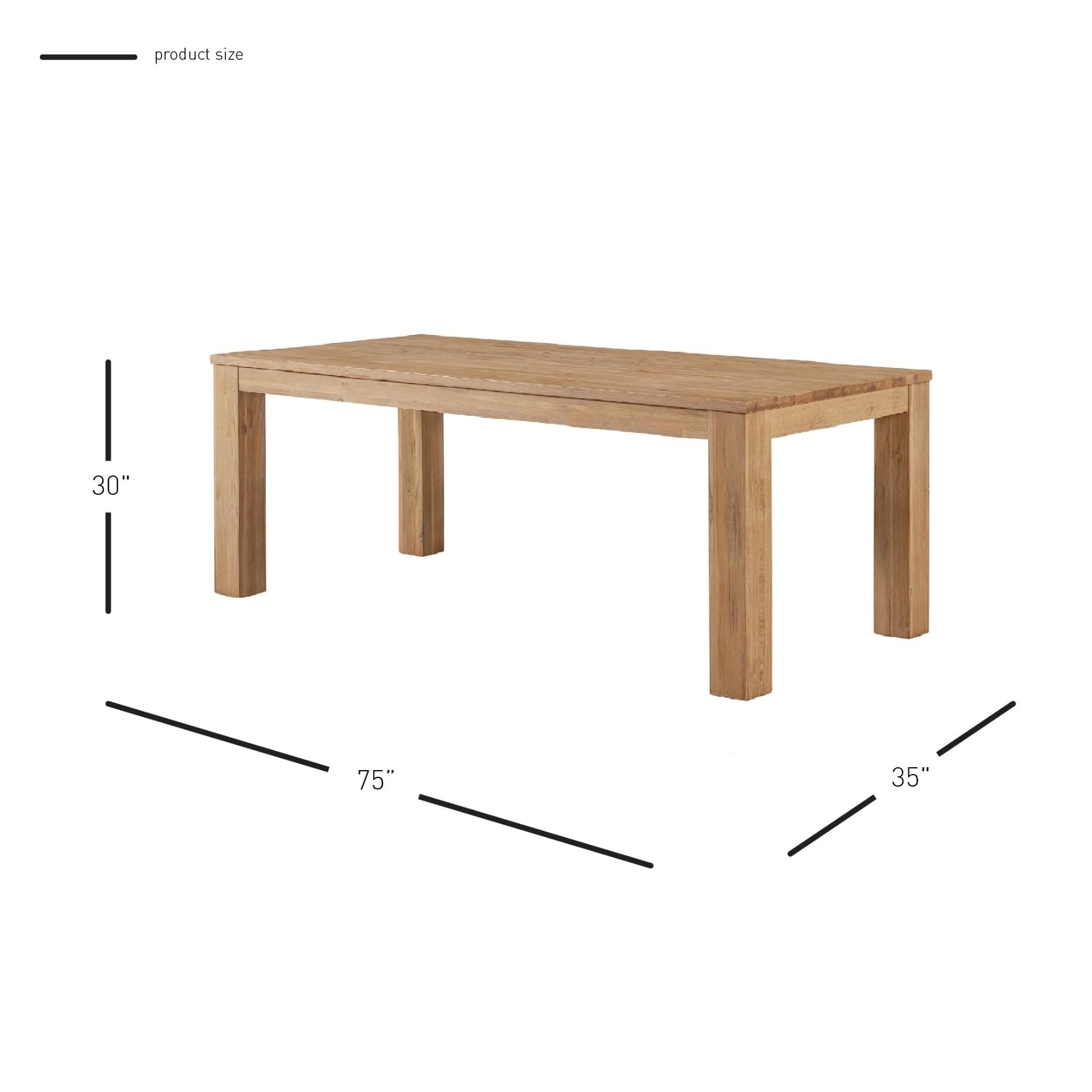 New Pacific Direct Bedford 75&quot; Rect. Dining Table Square Legs,Solid Acacia Wood,Distressed Natural