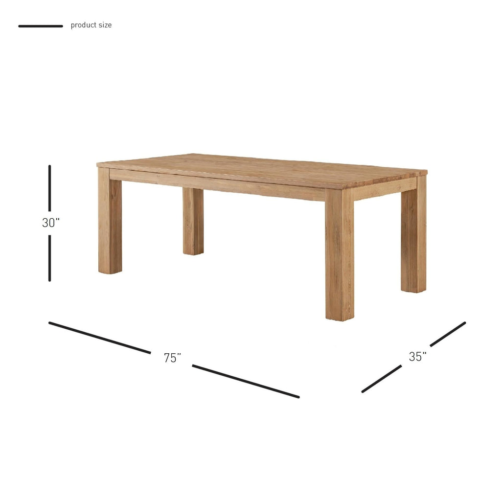 New Pacific Direct Bedford 75" Rect. Dining Table Square Legs,Solid Acacia Wood,Distressed Natural