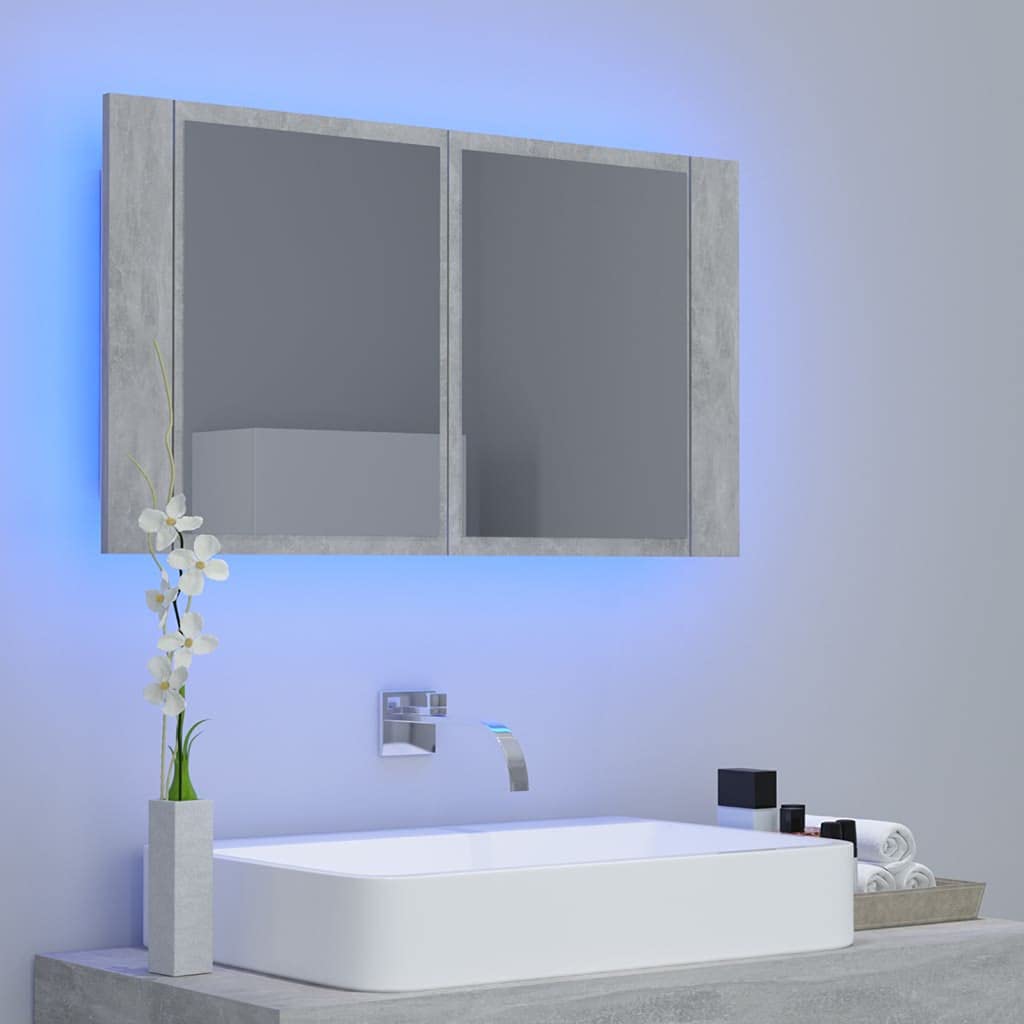 vidaXL LED Bathroom Mirror Cabinet Concrete Gray 31.5&quot;x4.7&quot;x17.7&quot;