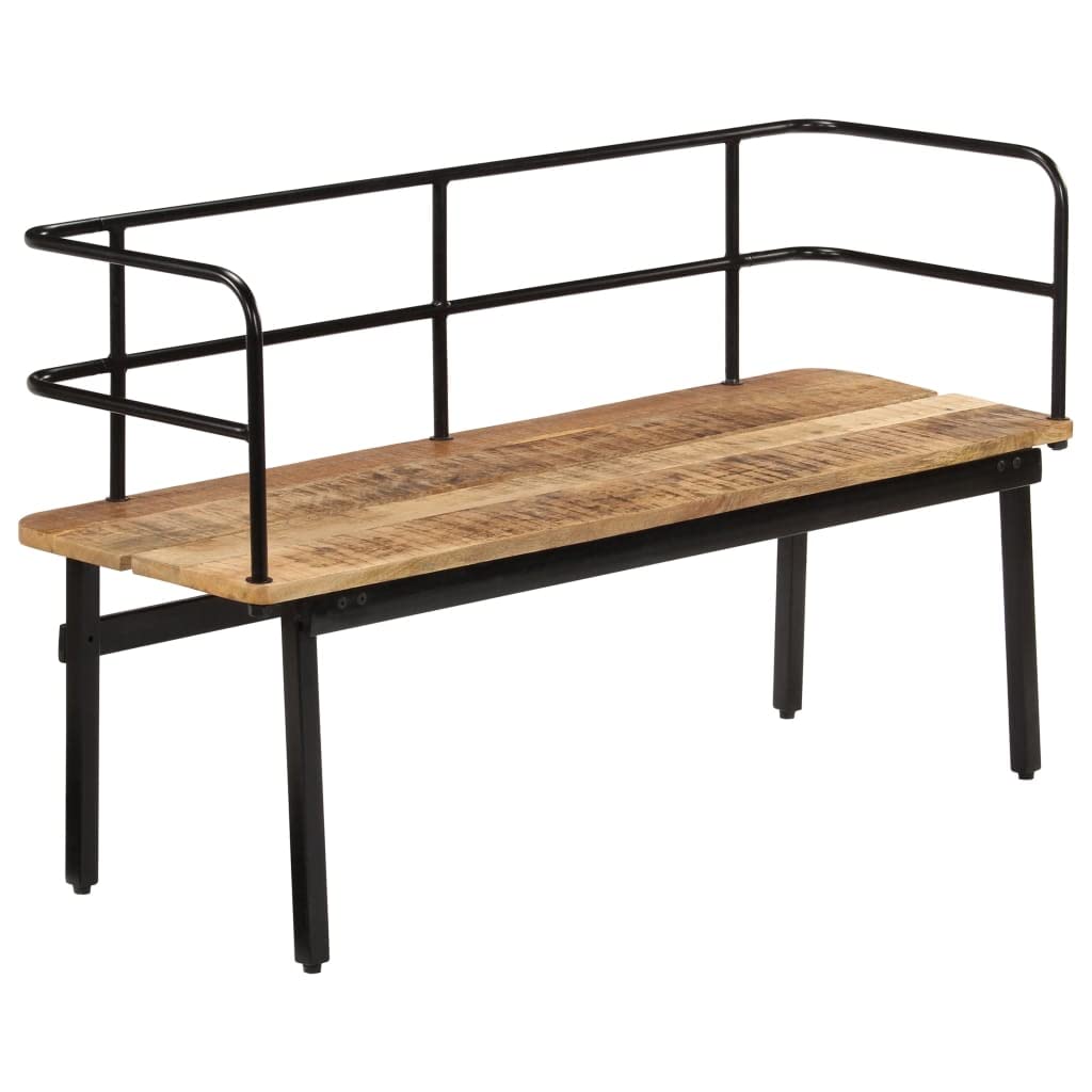 vidaXL Solid Mango Wood Bench – Rustic Industrial Style, Handcrafted, Iron Frame, Durable and Unique - Ideal for Halls, Bedrooms & Living Rooms - 47.2"x15.7"x27.6"