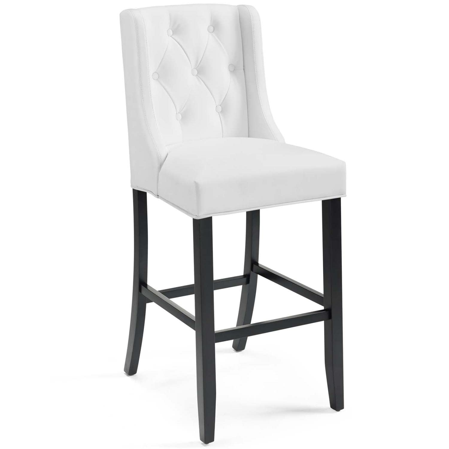 Modway Baronet Bar Stool Faux Leather Set Of 2, White