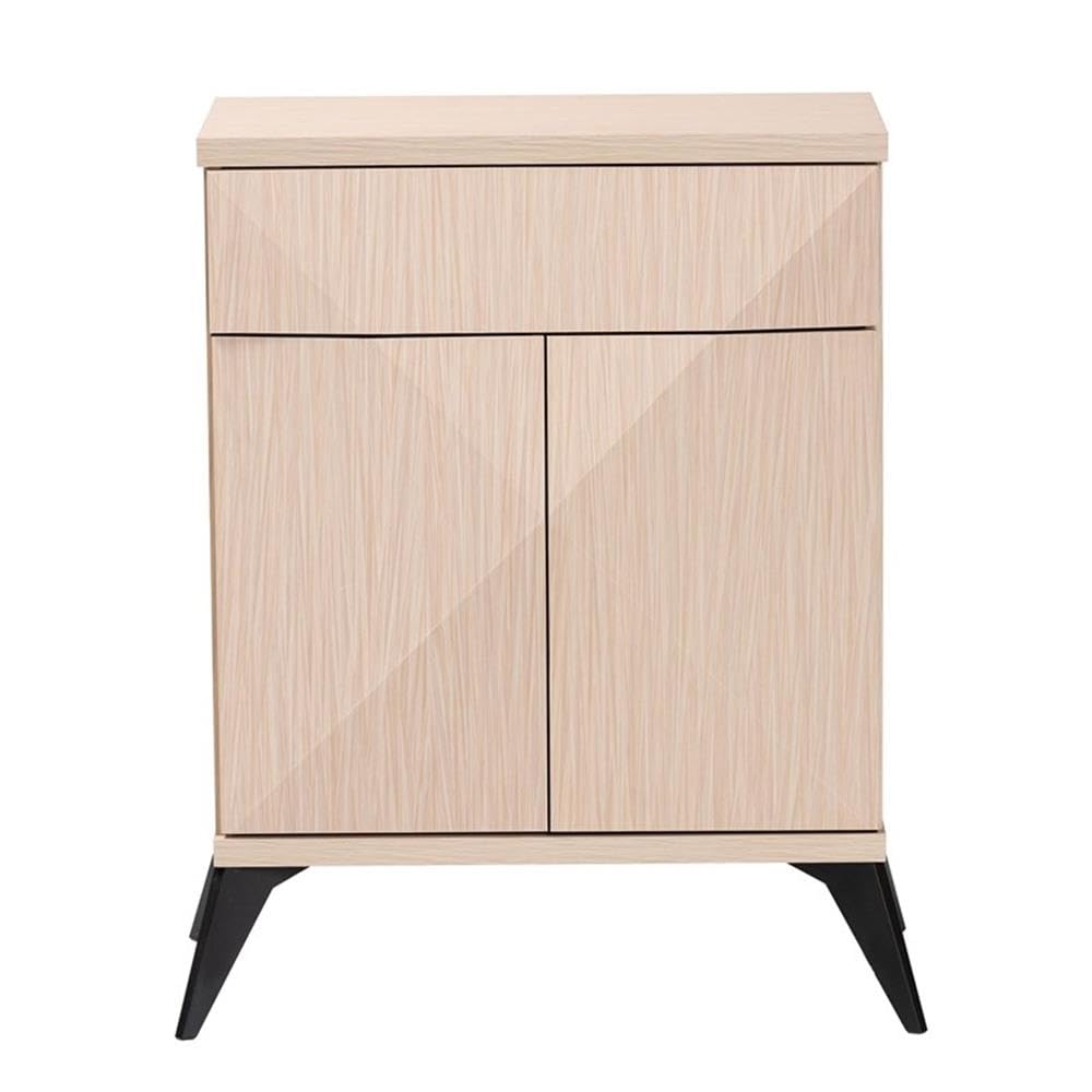 Baxton Studio Draper Mid-Century Modern Two-Tone Light Brown and Black Wood 2-Door Sideboard Buffet