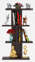 Madhuran Engineered Wood Wall Mounted Ladder Shelf Racks Stand Tier 4 (Matte, Wenge) Bedroom Living Room Office Home Kitchen Fur