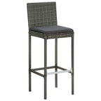 vidaXL Garden Bar Stools with Cushions (2 pcs Set) - Outdoor is High-Top Stools with UV-Resistant Poly Rattan Frames and Removable Cushion Covers - Gray & Anthracite Color Combo.