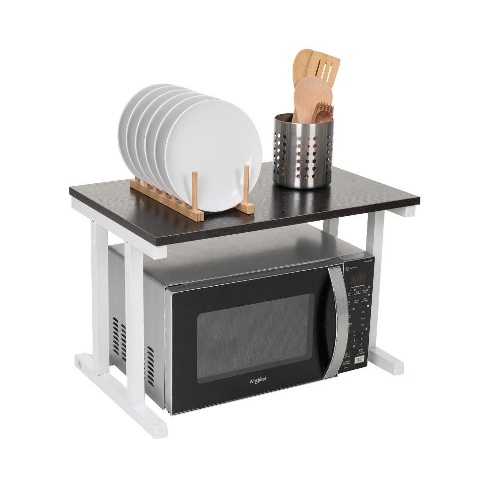 Farios Wooden Microwave Oven Rack, 2-Tier Kitchen Counter Shelf, Kitchen Space Saving Organizer, Two Layers Counter Top Organize