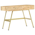 vidaXL Solid Mango Wood Writing Desk - Spacious Drawers, Industrial Design, Multipurpose Use as Computer Desk or Console Table, Easy Assembly, Brown