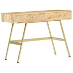 vidaXL Solid Mango Wood Writing Desk - Spacious Drawers, Industrial Design, Multipurpose Use as Computer Desk or Console Table, Easy Assembly, Brown