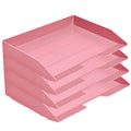 Acrimet Stackable Letter Tray 4 Tier Side Load, Plastic, Desktop File Organizer (Solid Pink Color)